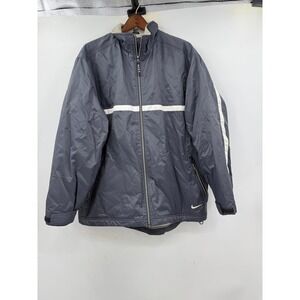 Nike Men's Gray White Stripe Full Zip Sherpa Lined Jacket Athletic Casual Size L